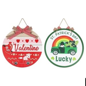 MEETYAMOR Valentines & St Patricks Day 2 Sided Hanging Decor For Front Door